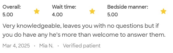 5-star chiropractic review from a verified patient for Dr. Spencer Hackett at Modern Health & Wellness in Hamden, CT