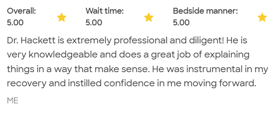 5-star chiropractic review from a patient who healed from a disc injury with Dr. Spencer at Modern Health & Wellness in Hamden, CT