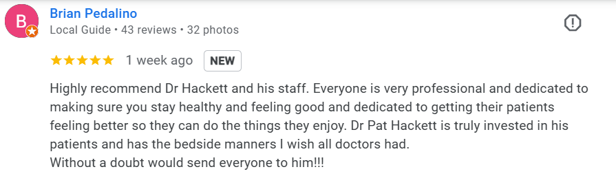 Patient review highlighting professionalism and care during a work injury case in Hamden